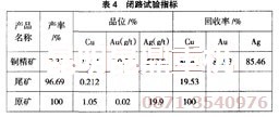 氧化銅浮選設(shè)備配套閉路試驗技術(shù)指標(biāo)